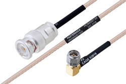 MIL-DTL-17 BNC Male to SMA Male Right Angle Cable Using M17/113-RG316 Coax